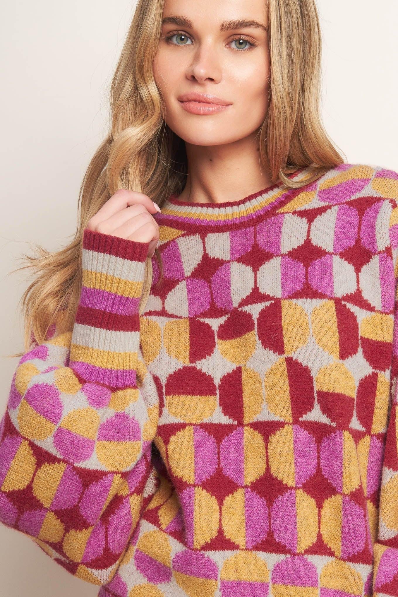 CHEER YOU ON JACQUARD SWEATER TOP Flying Tomato