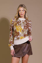 KEEPING TABS JACQUARD PULLOVER SWEATER TOP Flying Tomato