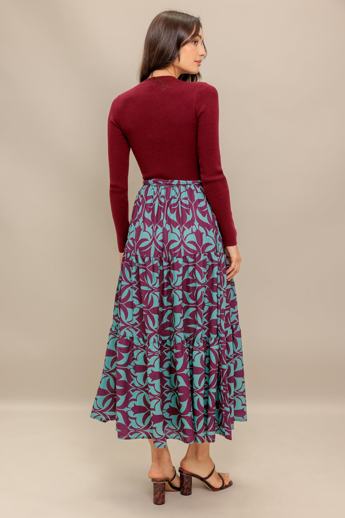 SANGRIA BLOOM WOVEN MIDI DRESS Flying Tomato