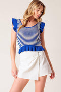 OUT WEST BLUE SWEATER KNIT TOP Flying Tomato
