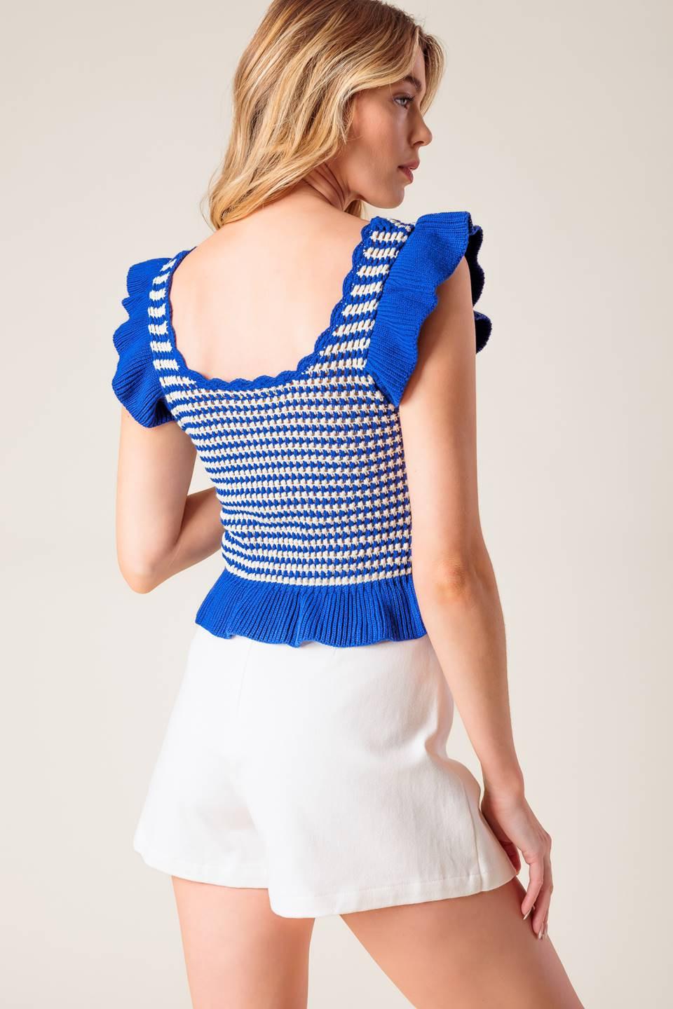OUT WEST BLUE SWEATER KNIT TOP Flying Tomato