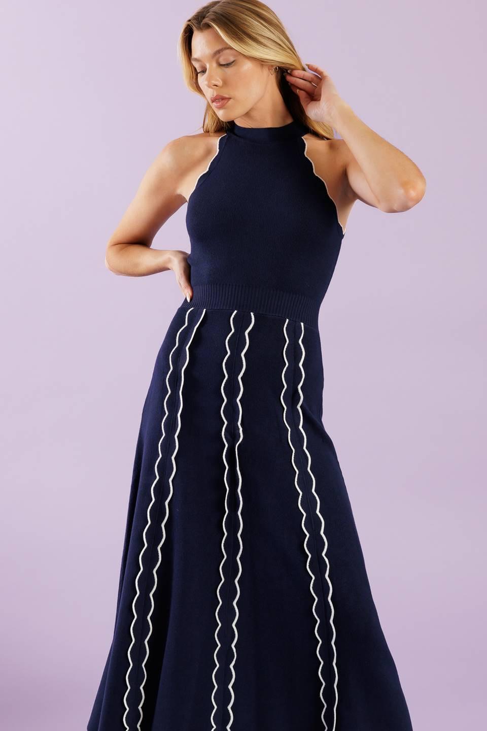 TIME FOR CHEER NAVY SWEATER MIDI DRESS Flying Tomato