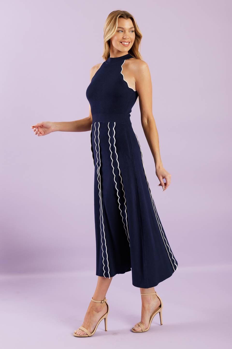 TIME FOR CHEER NAVY SWEATER MIDI DRESS Flying Tomato
