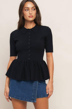 SWEET SERENADE BLACK WOVEN TOP Flying Tomato