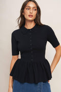 SWEET SERENADE BLACK WOVEN TOP Flying Tomato