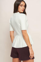 SWEET SERENADE CREAM WOVEN TOP Flying Tomato