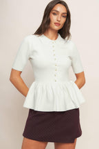 SWEET SERENADE CREAM WOVEN TOP Flying Tomato
