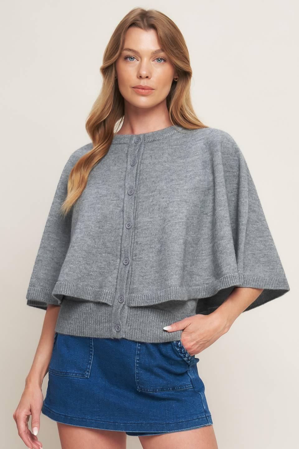 MISTY SHAWL CAPELET SWEATER Flying Tomato