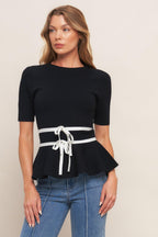 SUNLIT GROVE BLACK SWEATER KNIT TOP Flying Tomato