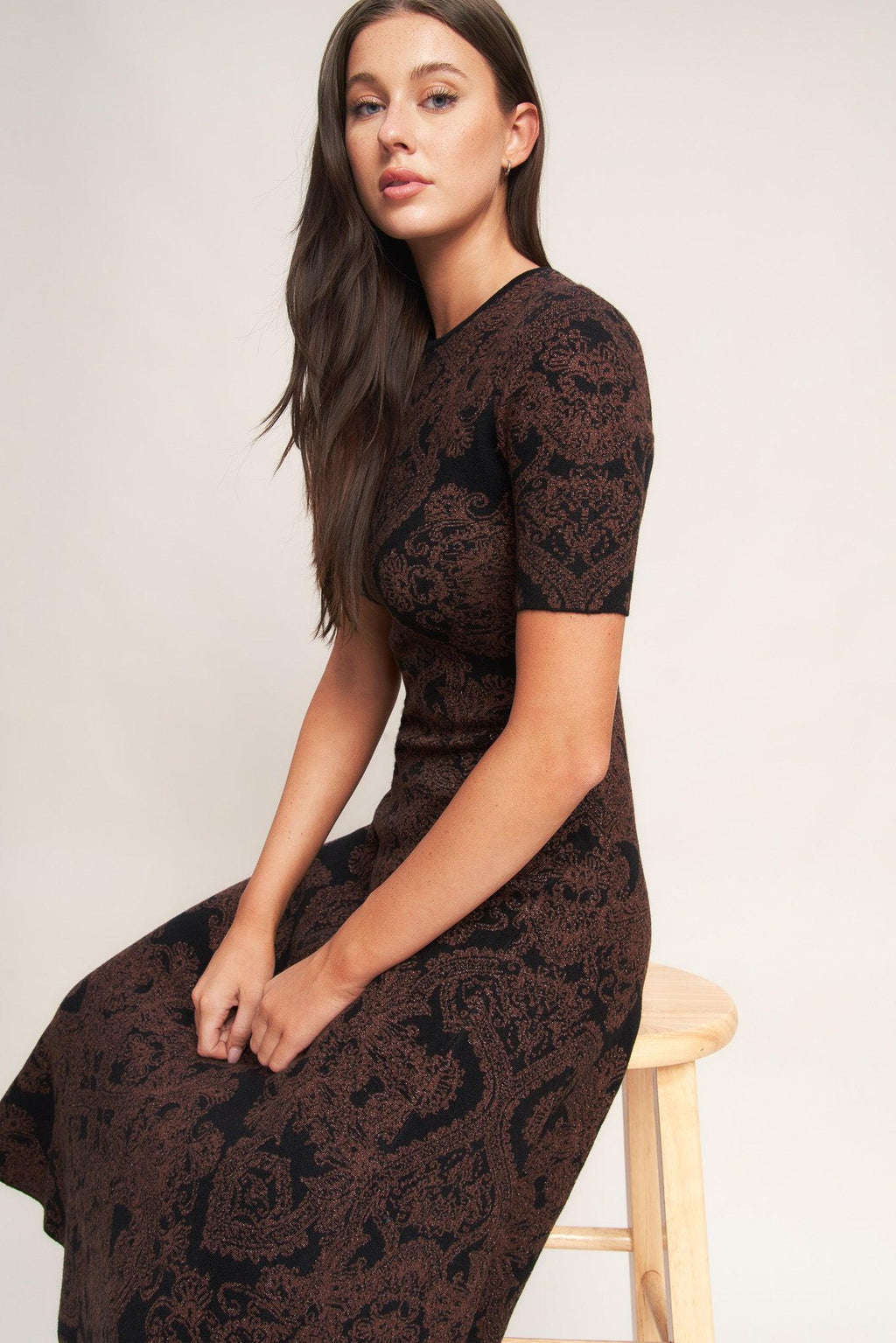 GOTHIC MUSE JACQUARD SWEATER MIDI DRESS Flying Tomato