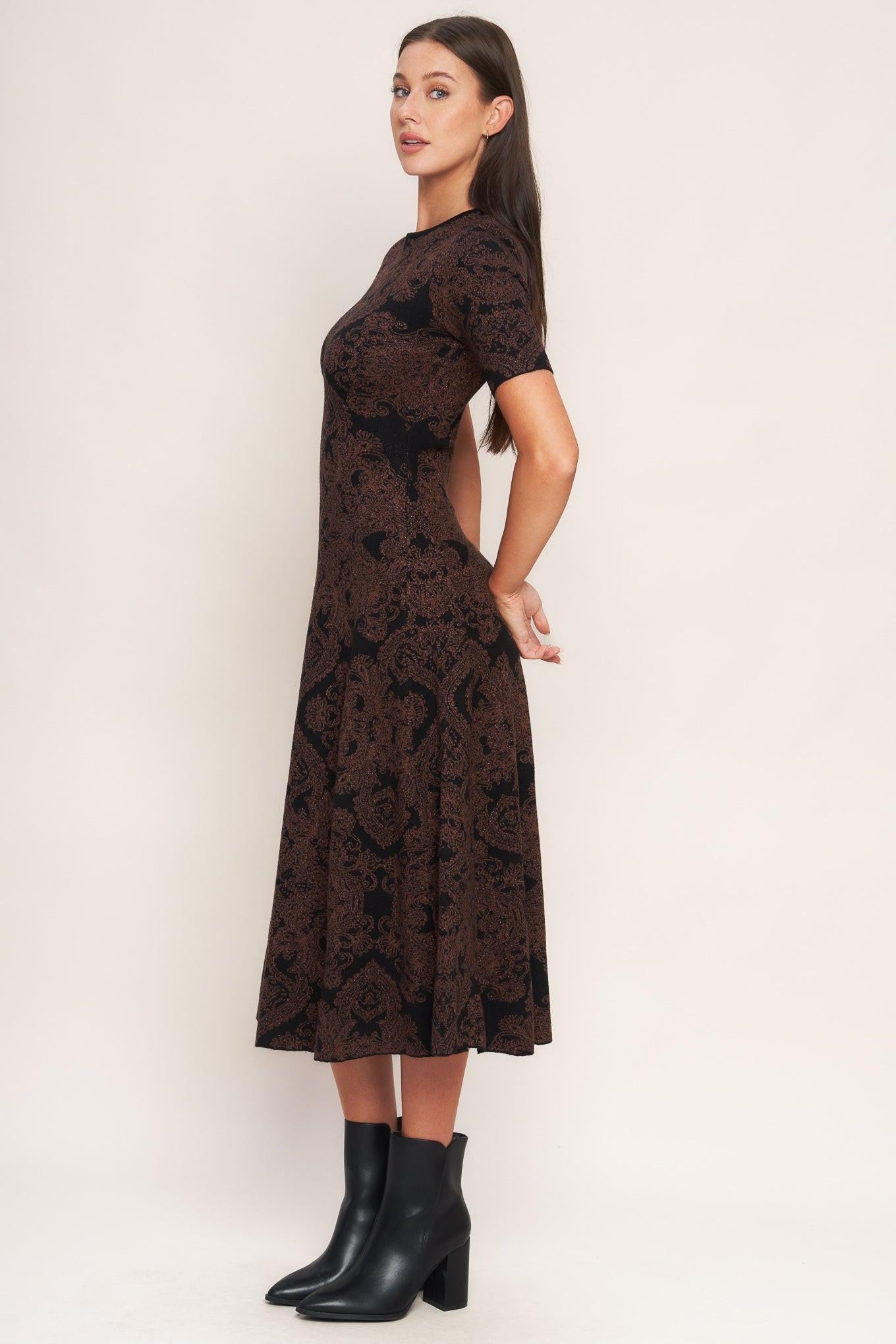 GOTHIC MUSE JACQUARD SWEATER MIDI DRESS Flying Tomato