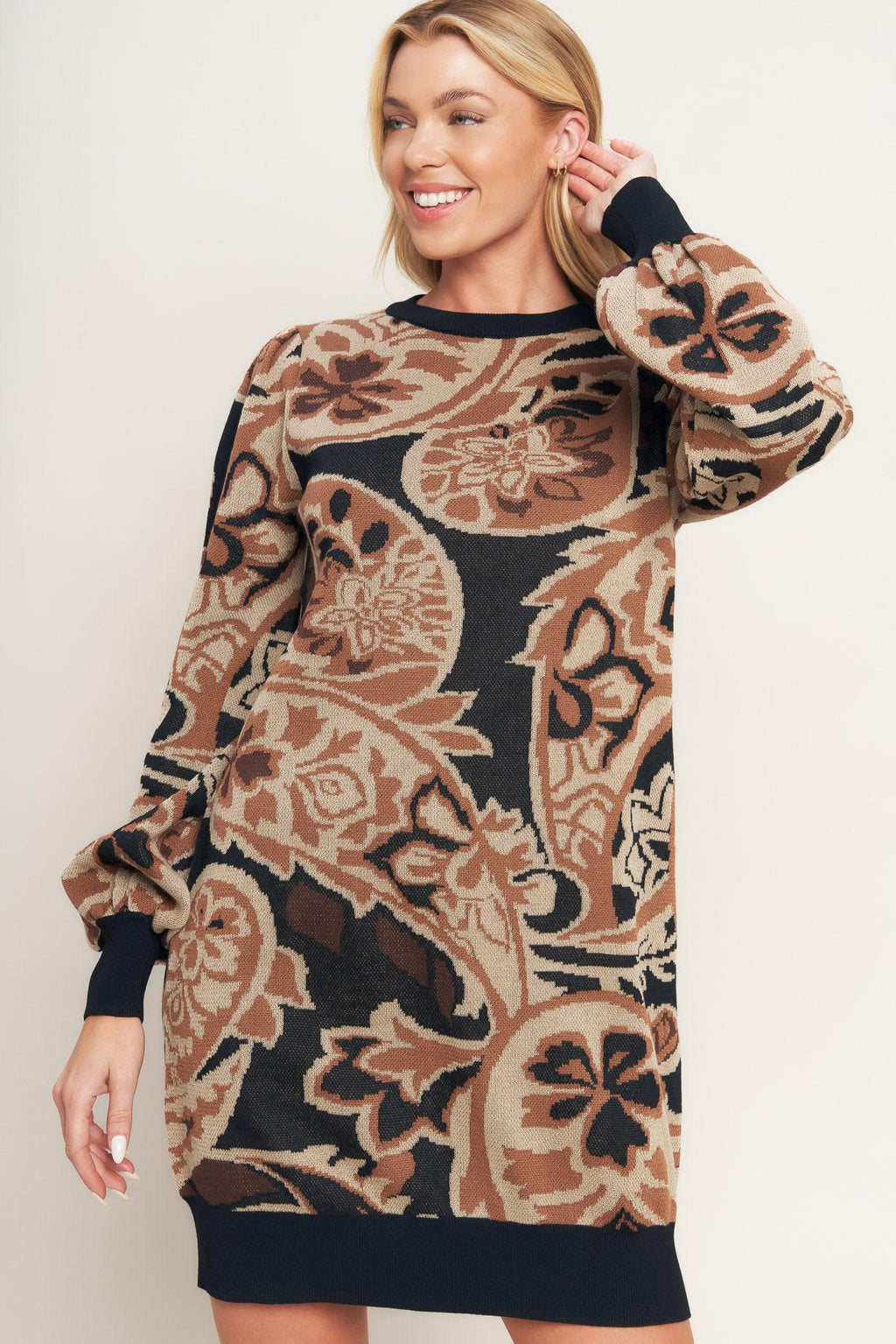 BAROQUE HAVANA SWEATER KNIT MINI DRESS Flying Tomato