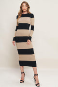 MODERN ATTITUDE STRIIP SWEATER MIDI DRESS Flying Tomato