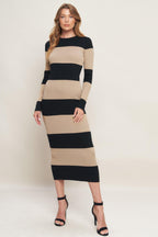 MODERN ATTITUDE STRIIP SWEATER MIDI DRESS Flying Tomato
