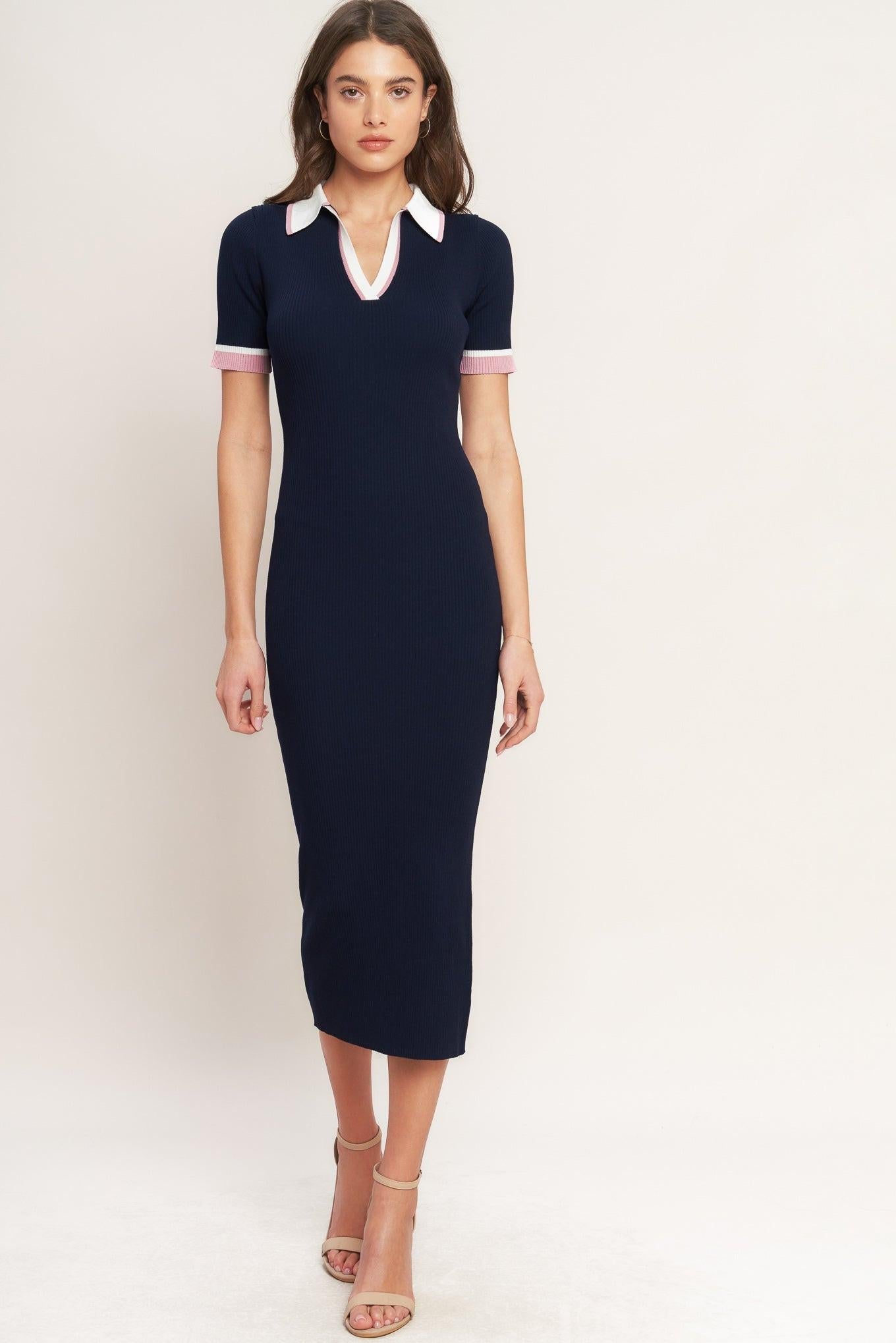 HEELS-READY SILHOUETTE KNIT MIDI DRESS Flying Tomato