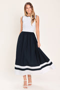 EVERYDAY ELEGANCE WOVEN COMBINATION MIDI DRESS Flying Tomato