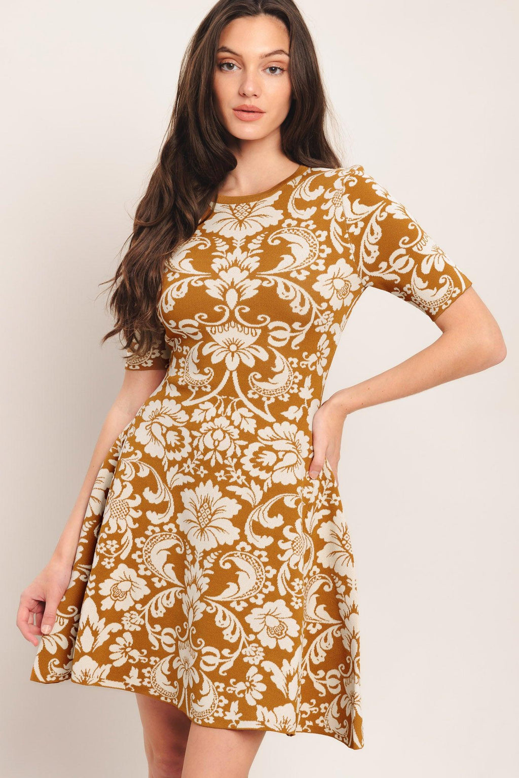 AMBER BLOOM SWEATER KNIT MINI DRESS Flying Tomato