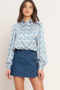 MOROCCAN MUSE BLUE WOVEN TOP Flying Tomato