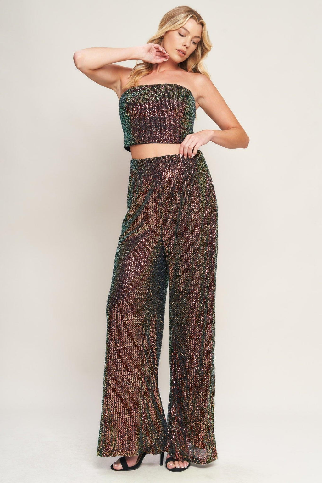 CHARMING COMPOSURE SEQUIN TOP AND BOTTOM SET Flying Tomato