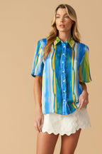 TAKE ME DANCING WOVEN SATIN TOP Flying Tomato