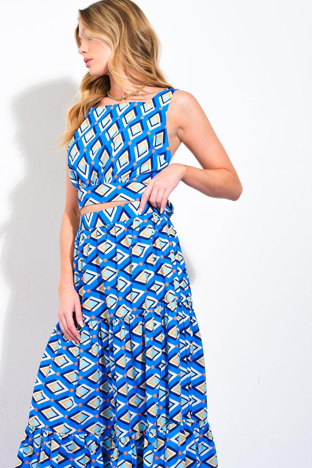 SUMMER JOURNEY WOVEN TOP AND SKIRT SET Flying Tomato