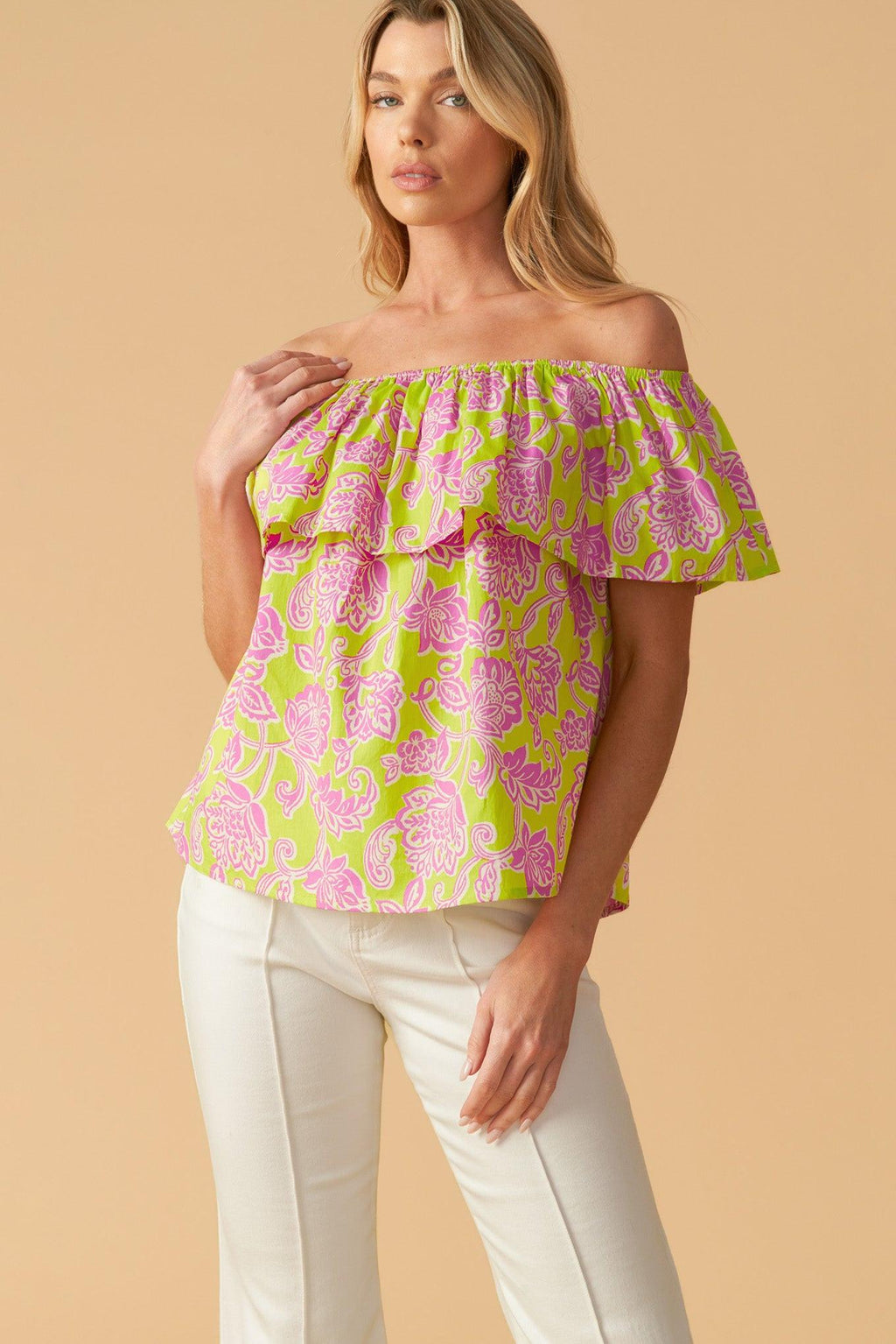 FIND ME UNDER THE PALMS WOVEN TOP Flying Tomato