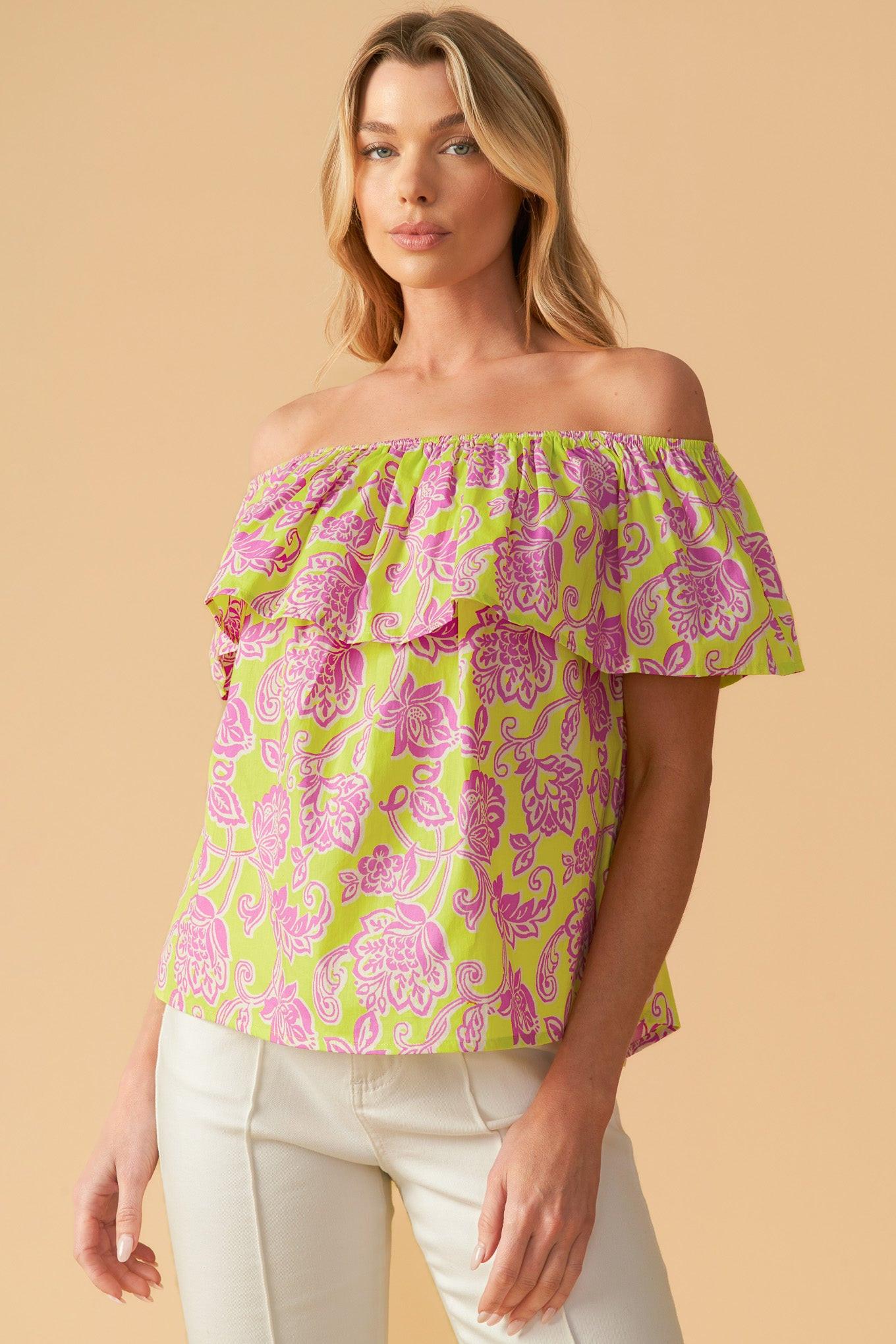 FIND ME UNDER THE PALMS WOVEN TOP Flying Tomato