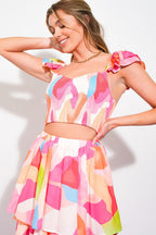 ABSOLUTE EDGE PINK WOVEN TOP AND SKIRT Flying Tomato