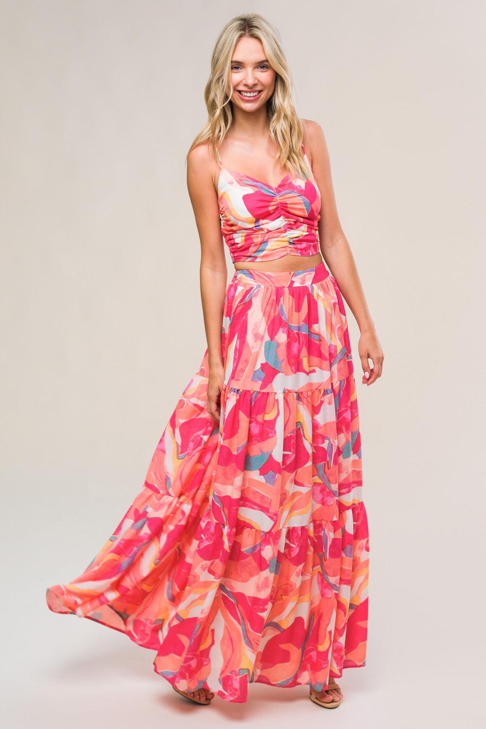 ROMANTICALLY SPEAKING WOVEN TOP AND SKIRT SET Flying Tomato