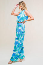 MARITIME MUSE WOVEN PLISSE TOP AND PANT SET Flying Tomato