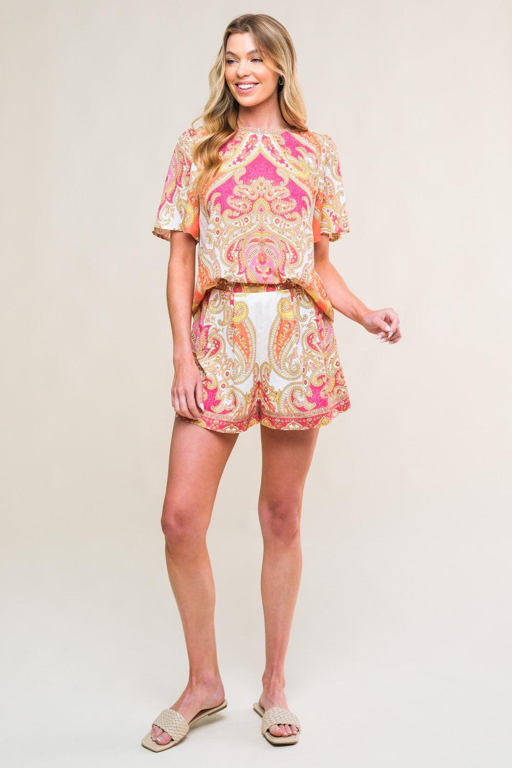 SCARLET SYMPHONY WOVEN TOP AND SHORT SET Flying Tomato