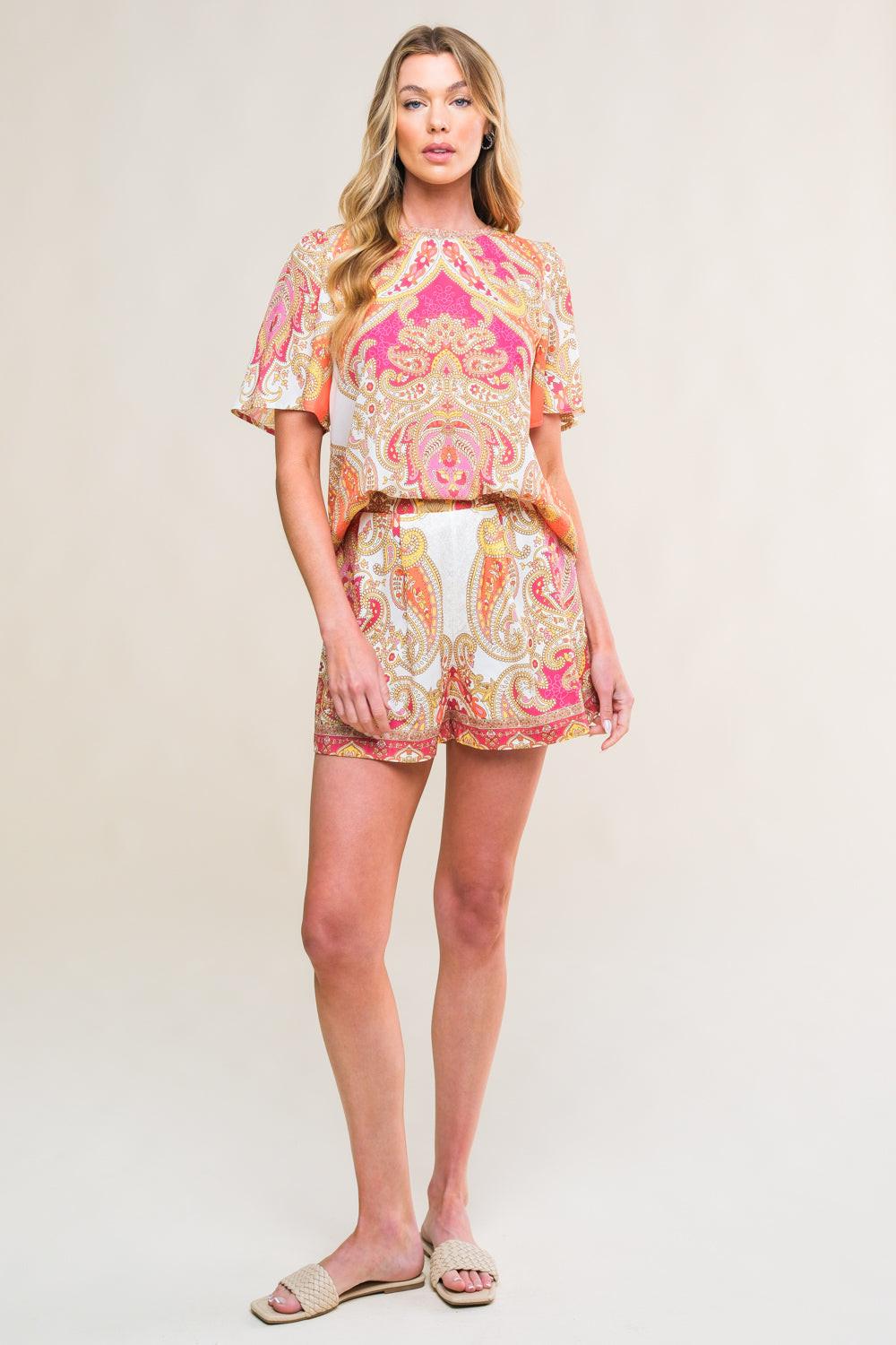 SCARLET SYMPHONY WOVEN TOP AND SHORT SET Flying Tomato