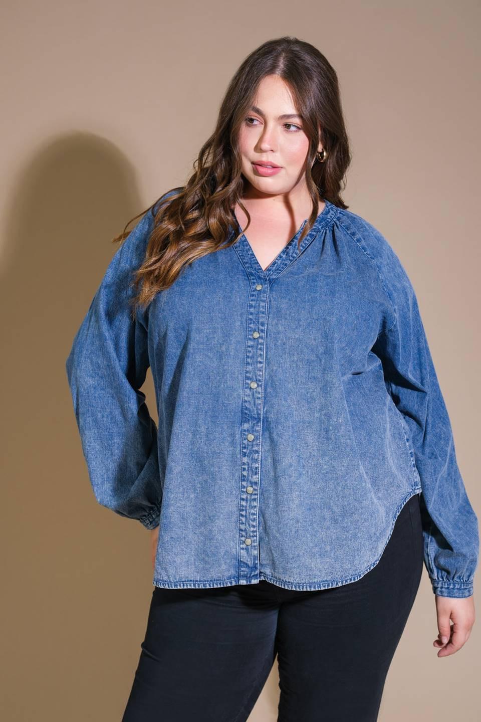 MUSING ABOUT YOU DENIM TOP Flying Tomato