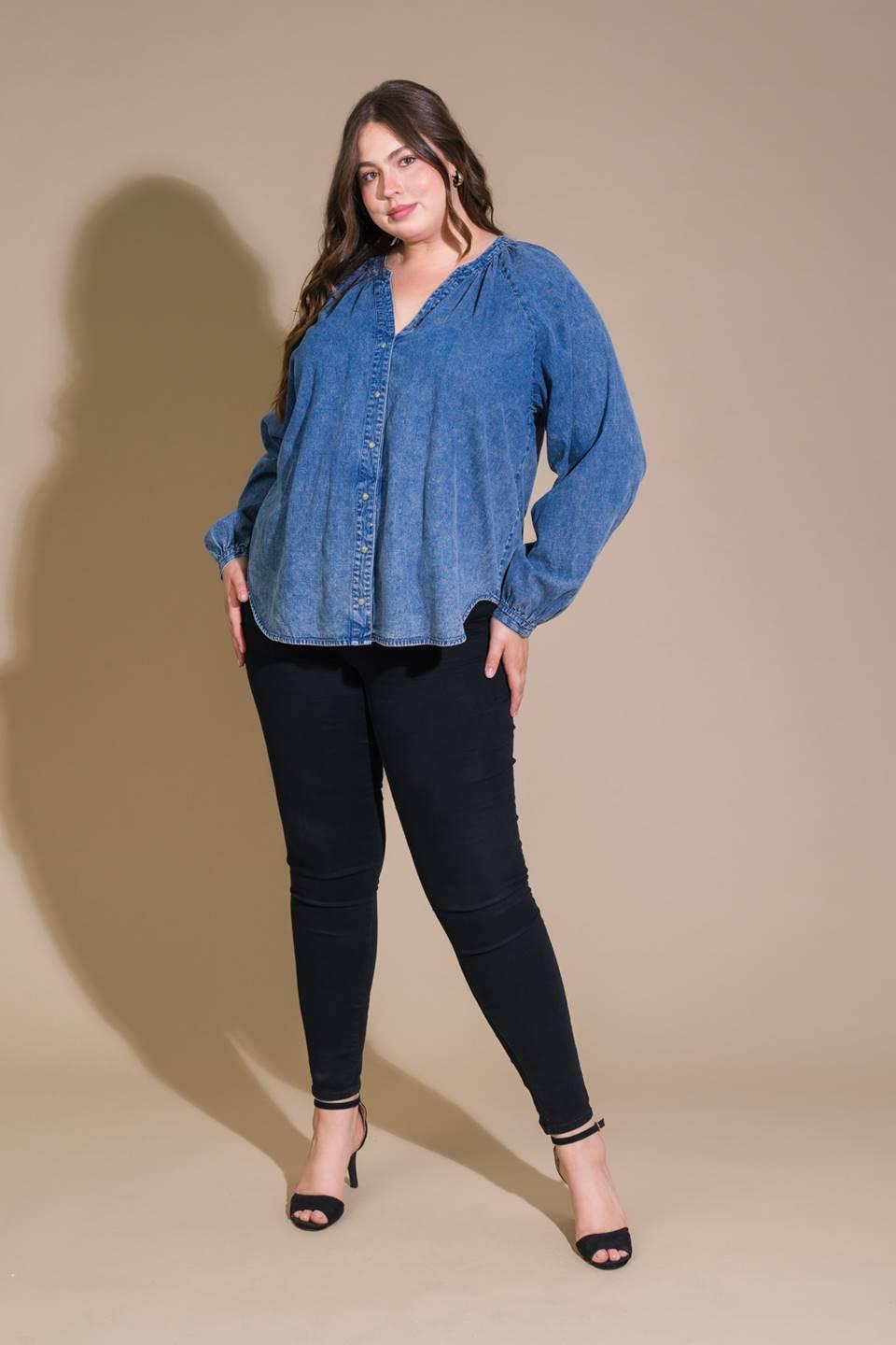 MUSING ABOUT YOU DENIM TOP Flying Tomato