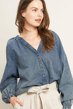 MUSING ABOUT YOU DENIM TOP Flying Tomato