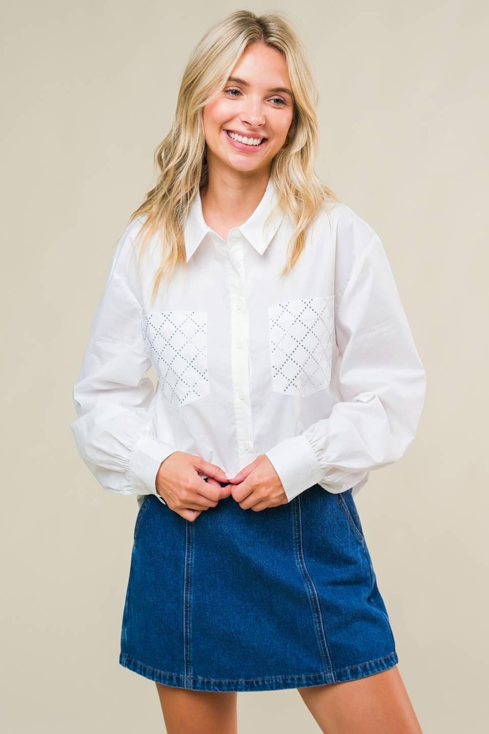 REFINED BREEZE BUTTON-UP TOP Flying Tomato