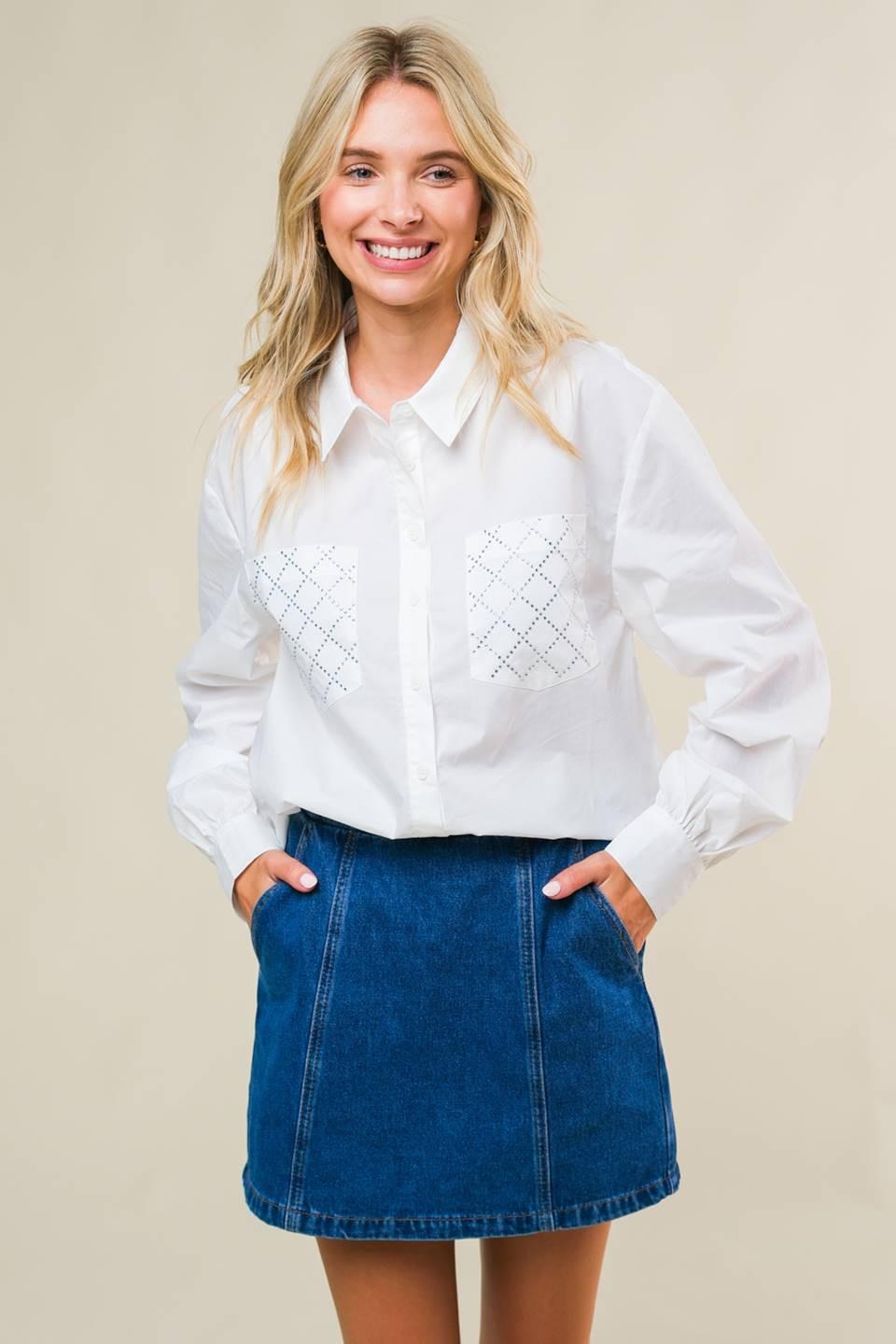 REFINED BREEZE BUTTON-UP TOP Flying Tomato