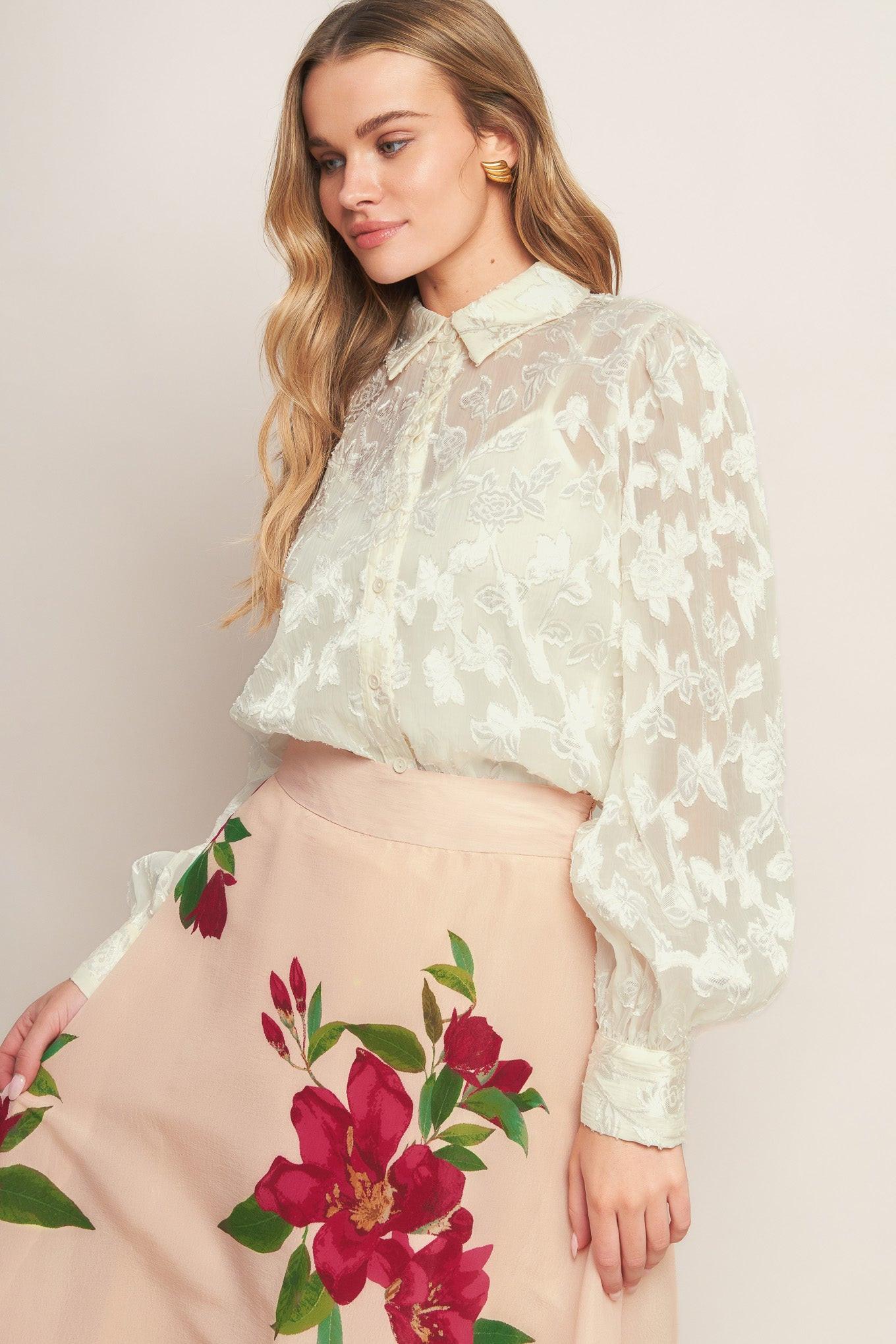 INCREDIBLE LOVE JACQUARD WOVEN TOP Flying Tomato