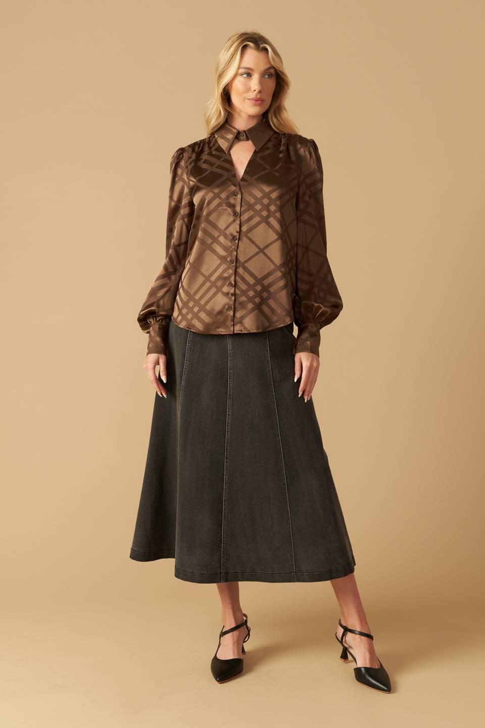 THE ART OF BALANCE WOVEN SATIN TOP Flying Tomato