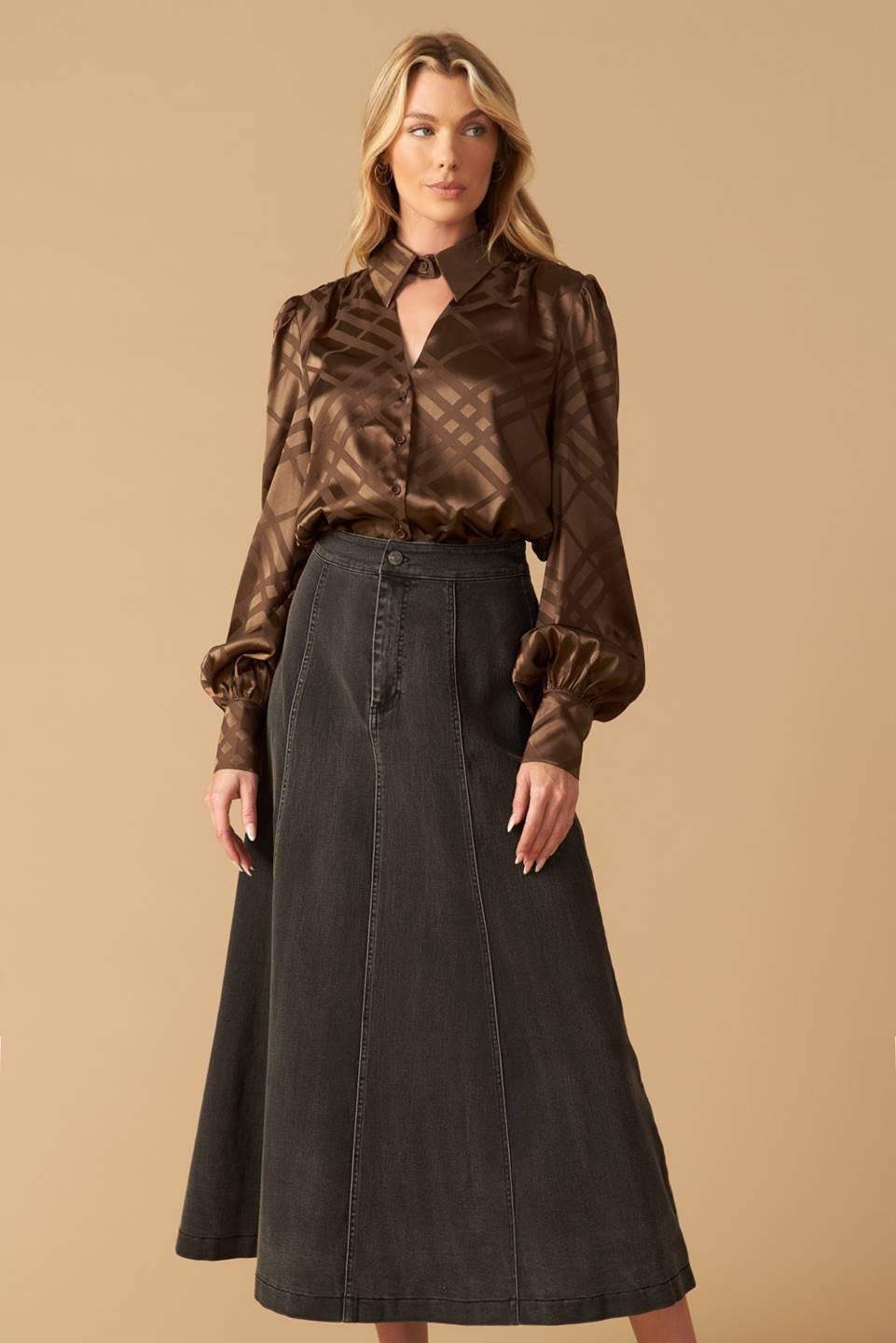 THE ART OF BALANCE WOVEN SATIN TOP Flying Tomato