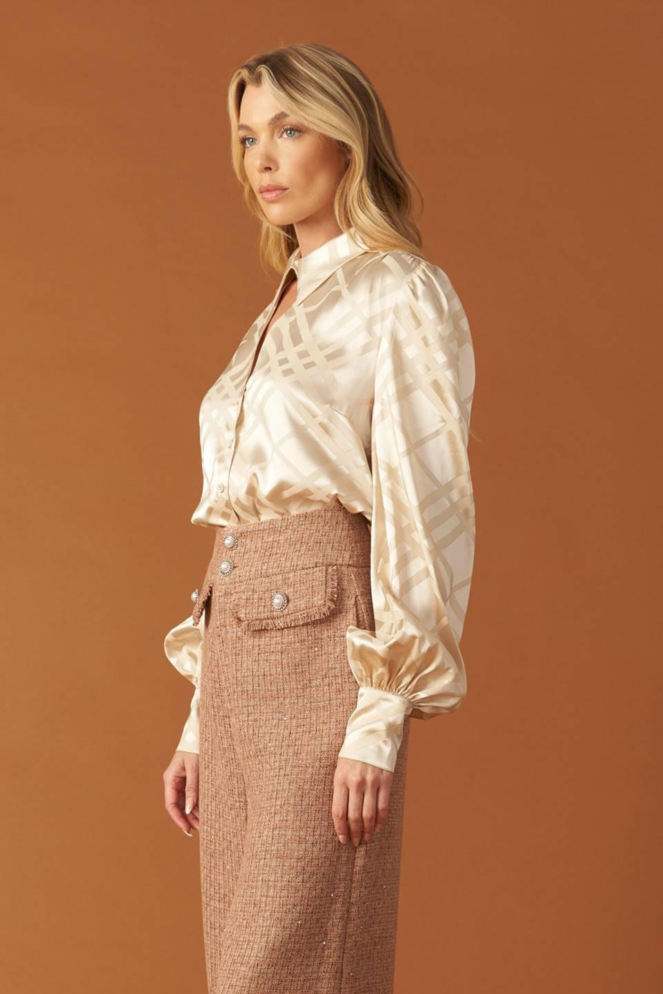 THE ART OF BALANCE WOVEN SATIN TOP Flying Tomato