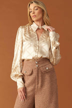 THE ART OF BALANCE WOVEN SATIN TOP Flying Tomato