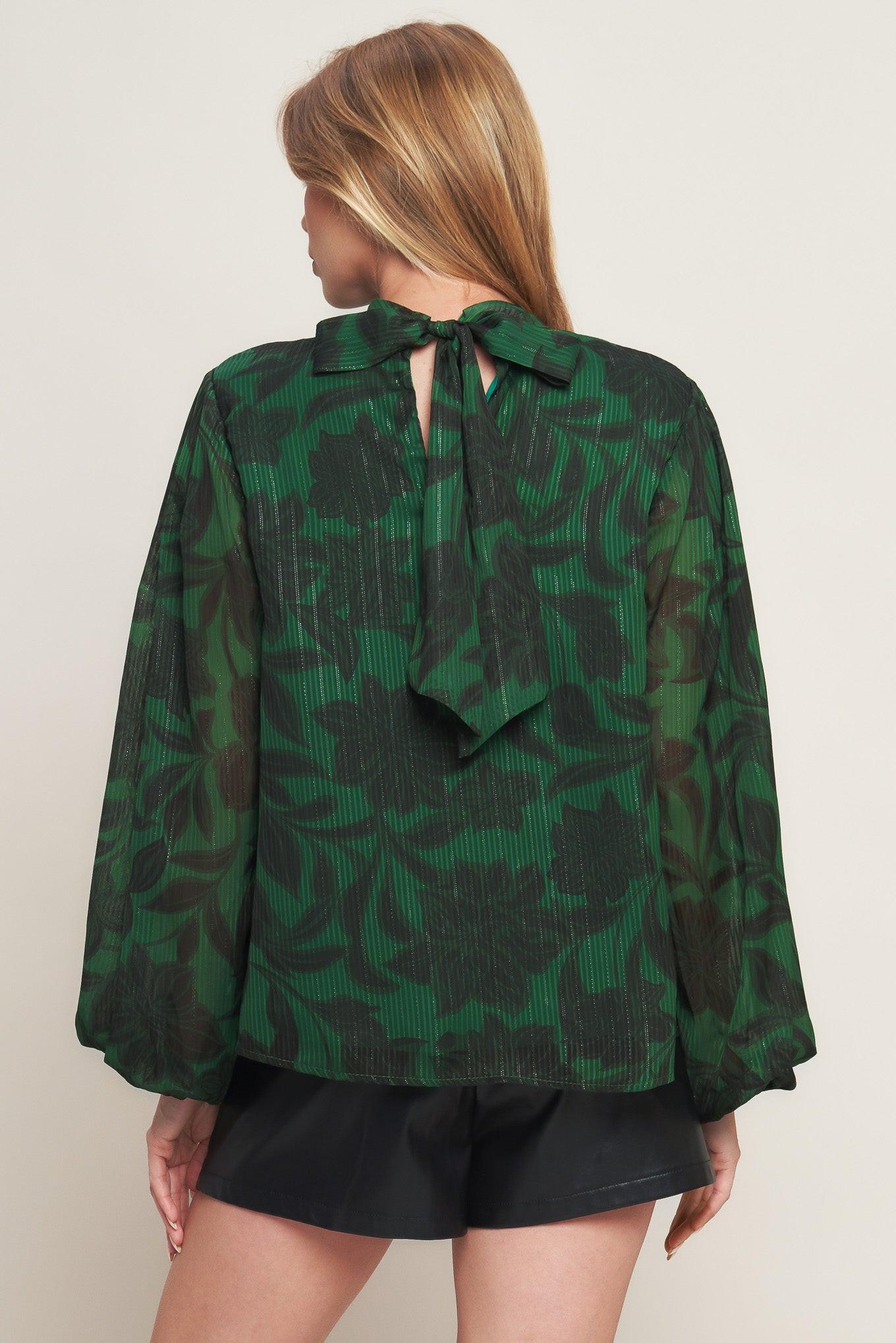 NOIR LEAF GREEN WOVEN TOP Flying Tomato