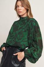 NOIR LEAF GREEN WOVEN TOP Flying Tomato