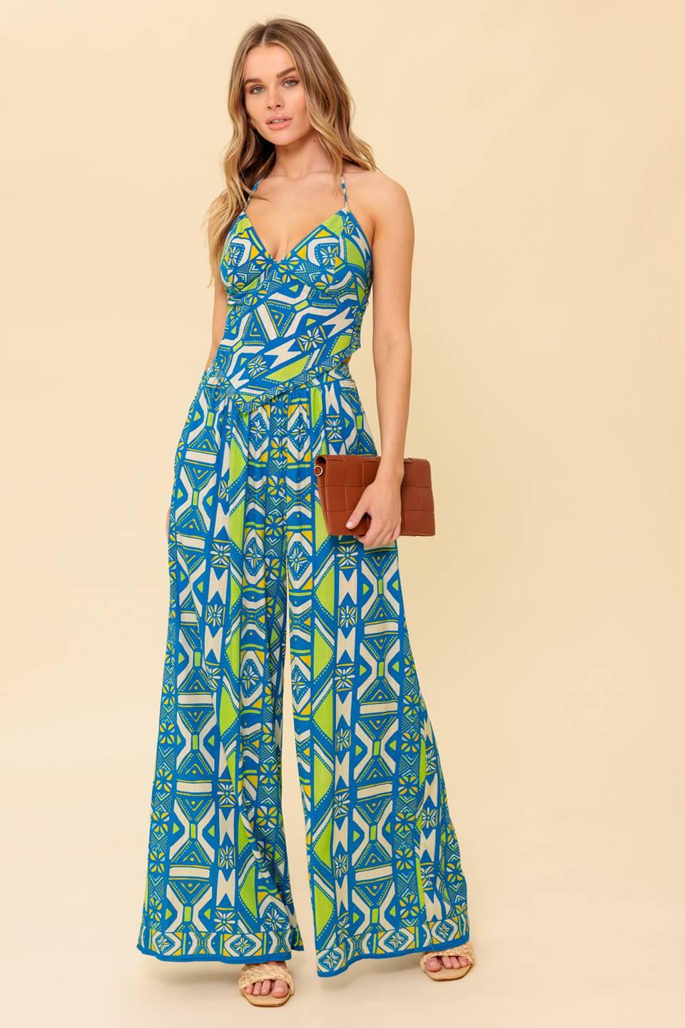 STUN LIKE ME NAVY WOVEN TOP AND PANT SET Flying Tomato