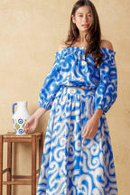 SUNSET SASHAY BLUE TOP AND SKIRT SET Flying Tomato