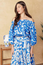 SUNSET SASHAY BLUE TOP AND SKIRT SET Flying Tomato