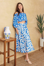 SUNSET SASHAY BLUE TOP AND SKIRT SET Flying Tomato
