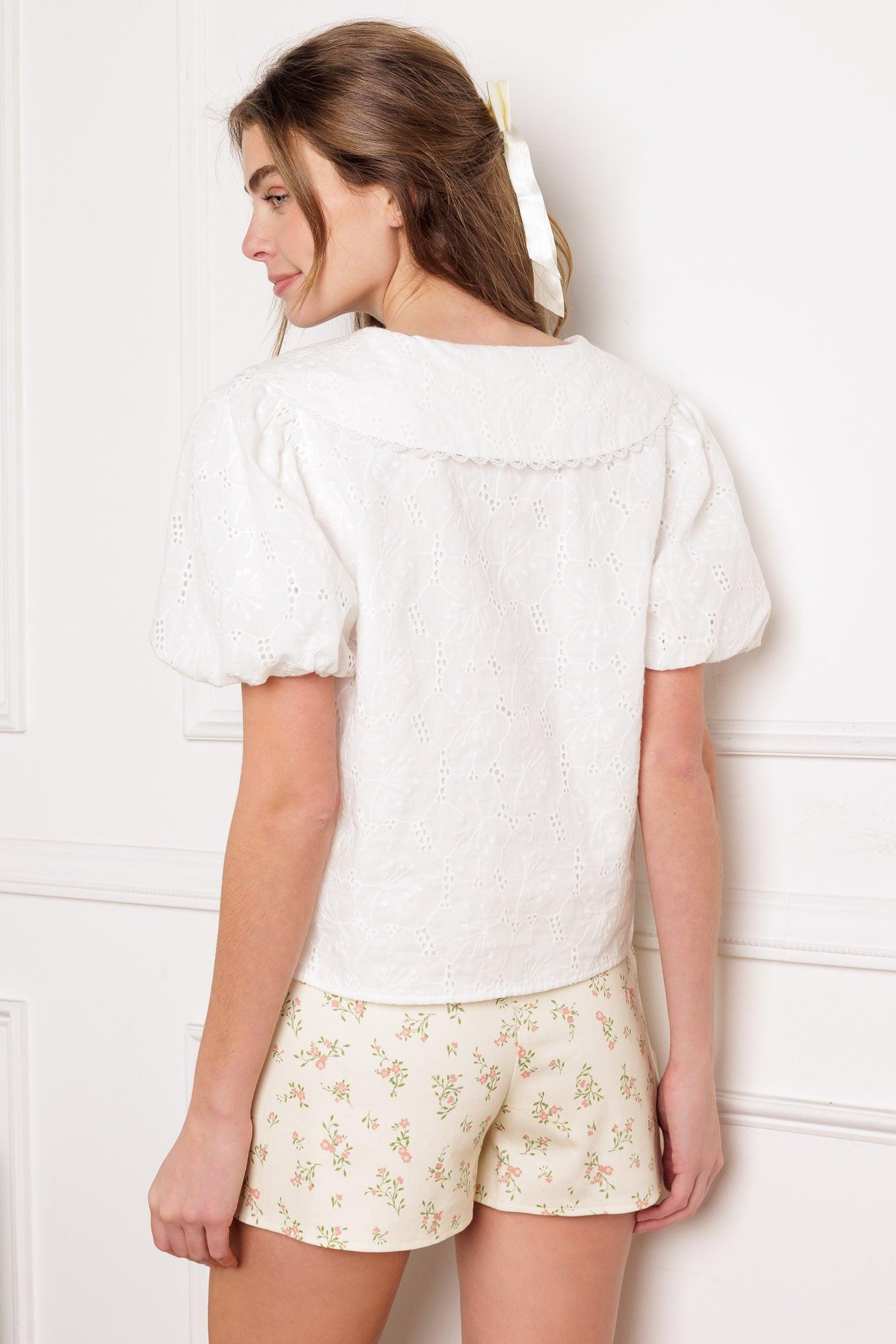 WHAT WILL BE EYELET WOVEN TOP Flying Tomato