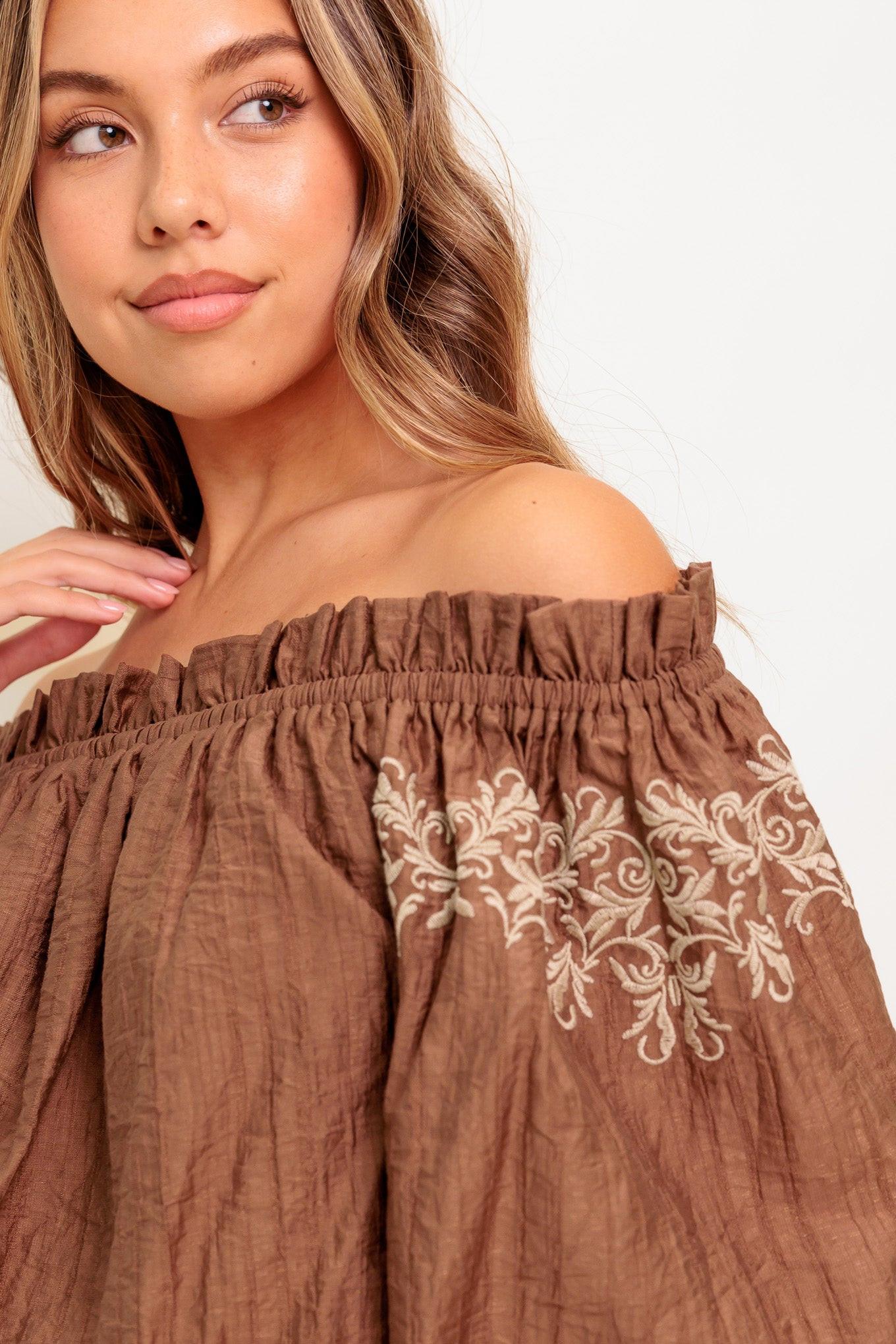 FULL SPEED AHEAD BROWN WOVEN TOP Flying Tomato